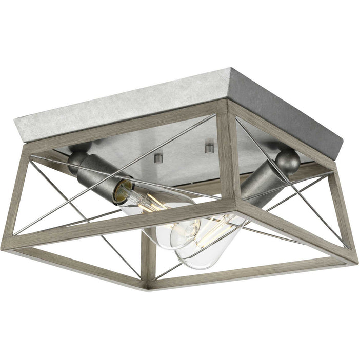 Briarwood Two Light Flush Mount in Galvanized Finish