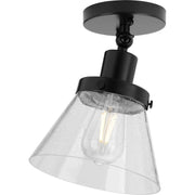 Hinton Seeded Glass Semi-Flush Mount in Matte Black
