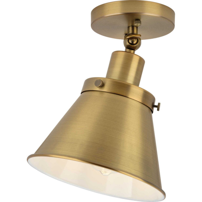 Hinton Metal Shade Semi-Flush Mount in Vintage Brass