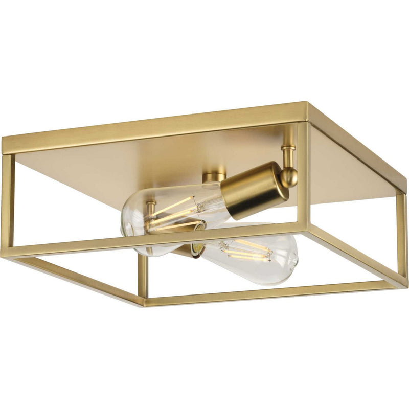 Perimeter 2-Light Flush Mount in Satin Brass