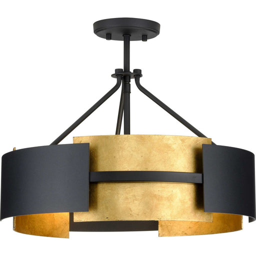 Lowery 3-Light Semi-Flush Mount in Textured Black