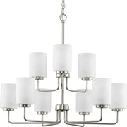 Merry 9-Light Etched Glass Chandelier in Brushed Nickel