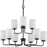 Merry 9-Light Etched Glass Chandelier in Matte Black