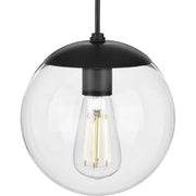 Atwell 8" Clear Globe Mini Pendant in Matte Black