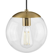 Atwell 8" Clear Globe Mini Pendant in Brushed Bronze
