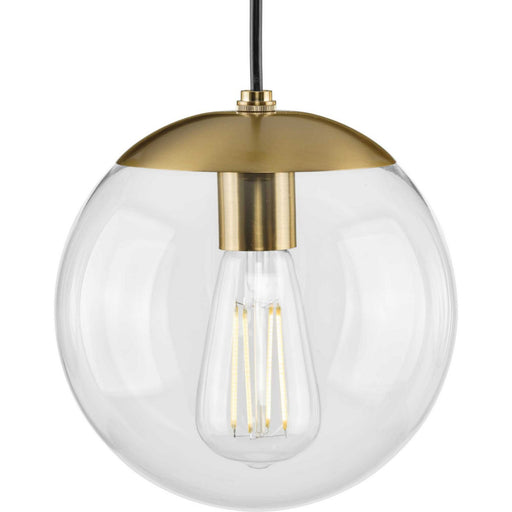 Atwell 8" Clear Globe Mini Pendant in Brushed Bronze