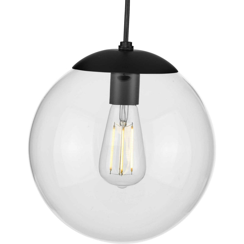 Atwell 10" Clear Globe Pendant in Matte Black