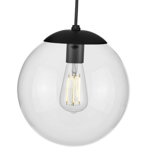 Atwell 10" Clear Globe Pendant in Matte Black