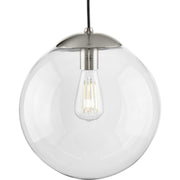 Atwell 12" Clear Globe Pendant in Brushed Nickel