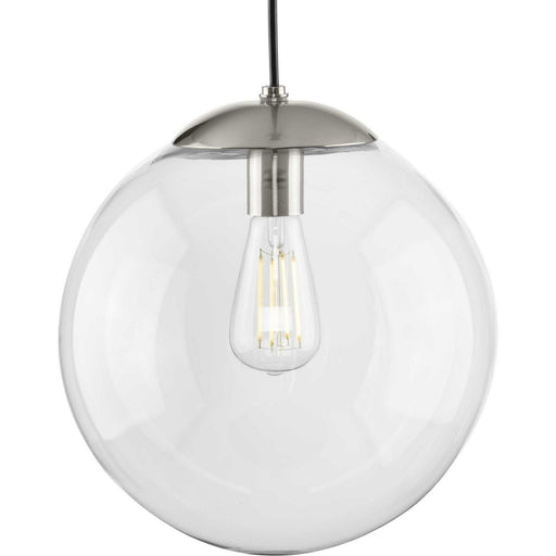 Atwell 12" Clear Globe Pendant in Brushed Nickel