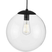 Atwell 12" Clear Globe Pendant in Matte Black