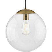 Atwell 12" Clear Globe Pendant in Brushed Bronze