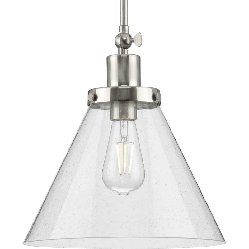 Hinton 12" Seeded Glass Pendant in Brushed Nickel