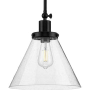 Hinton 12" Seeded Glass Pendant in Matte Black
