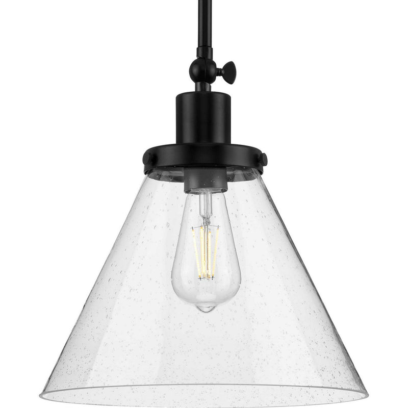 Hinton 12" Seeded Glass Pendant in Matte Black