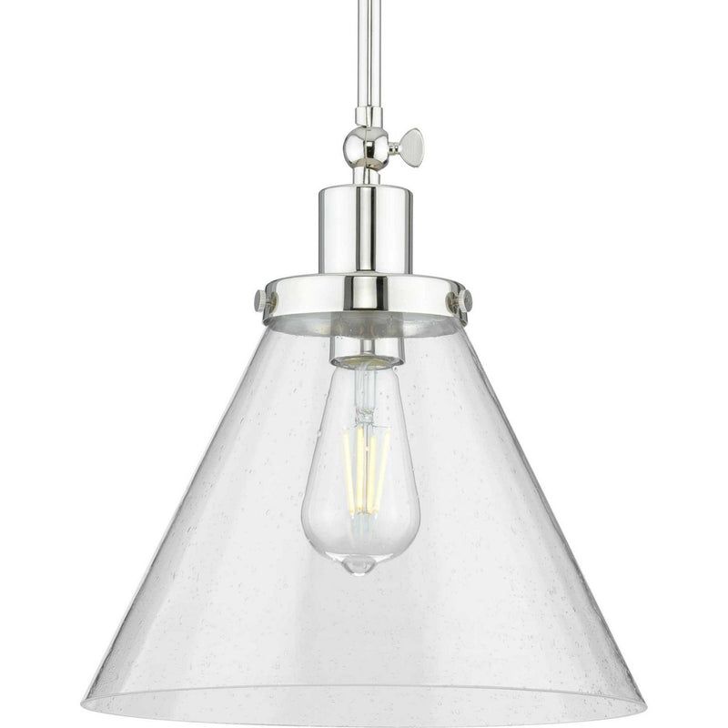 Hinton 12" Seeded Glass Pendant in Polished Nickel