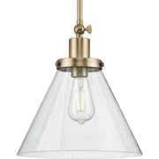 Hinton 12" Seeded Glass Pendant in Vintage Brass