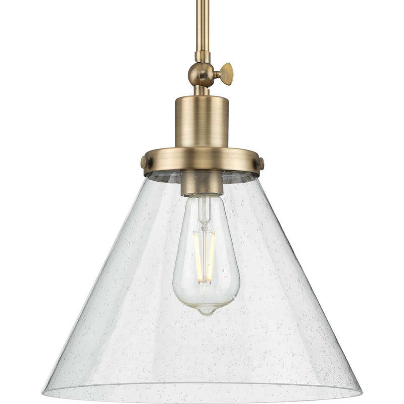 Hinton 12" Seeded Glass Pendant in Vintage Brass