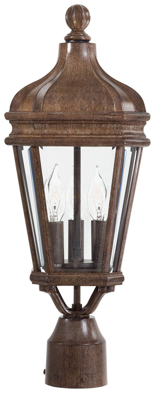 Harrison 3-Light 7.75" Outdoor Post Light in Vintage Rust