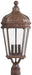 Harrison 3-Light Post Mount in Vintage Rust & Clear Beveled Glass
