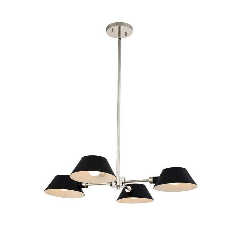 Bruno 4-Light Chandelier in Matte Black W and Polished Nickel