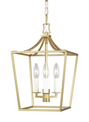 Southold Mini 3-Light Lantern Pendant in Burnished Brass