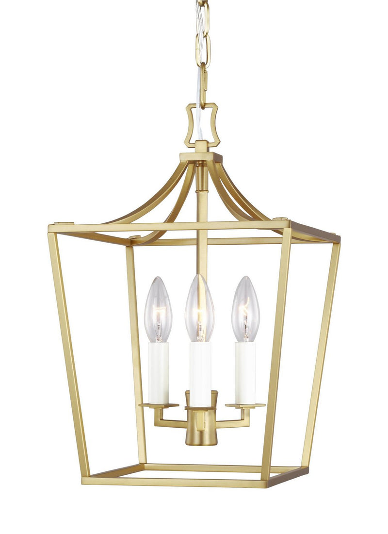 Southold Mini 3-Light Lantern Pendant in Burnished Brass