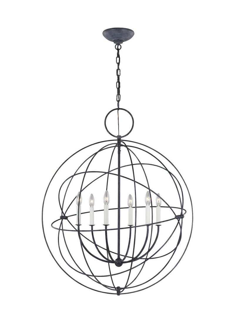 Bayberry 6-Light Large Chandelier in Weathered Galvanized