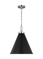 Wellfleet Medium Cone Pendant in Midnight Black and Polished Nickel