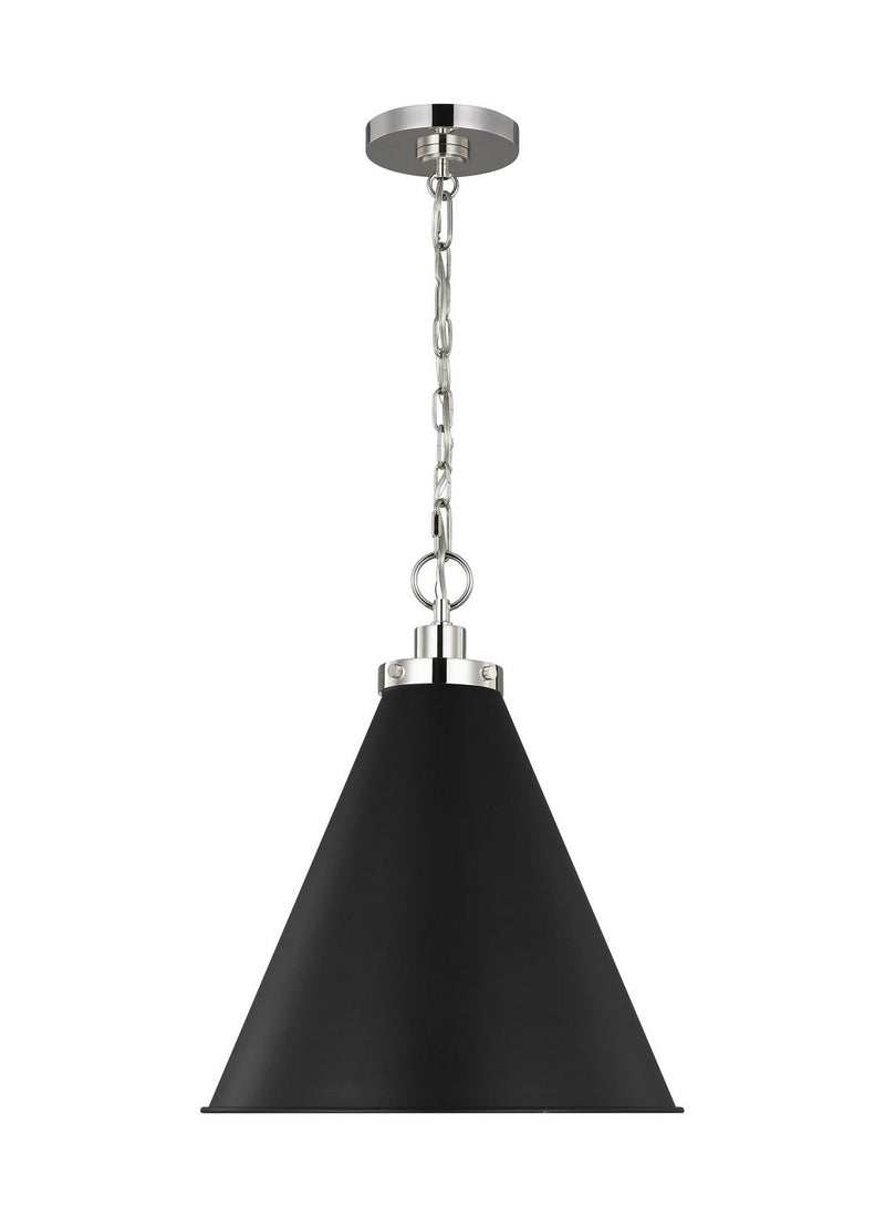 Wellfleet Medium Cone Pendant in Midnight Black and Polished Nickel