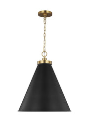 Wellfleet Large Cone Pendant in Midnight Black and Burnished Brass
