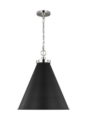 Wellfleet Large Cone Pendant in Midnight Black and Polished Nickel
