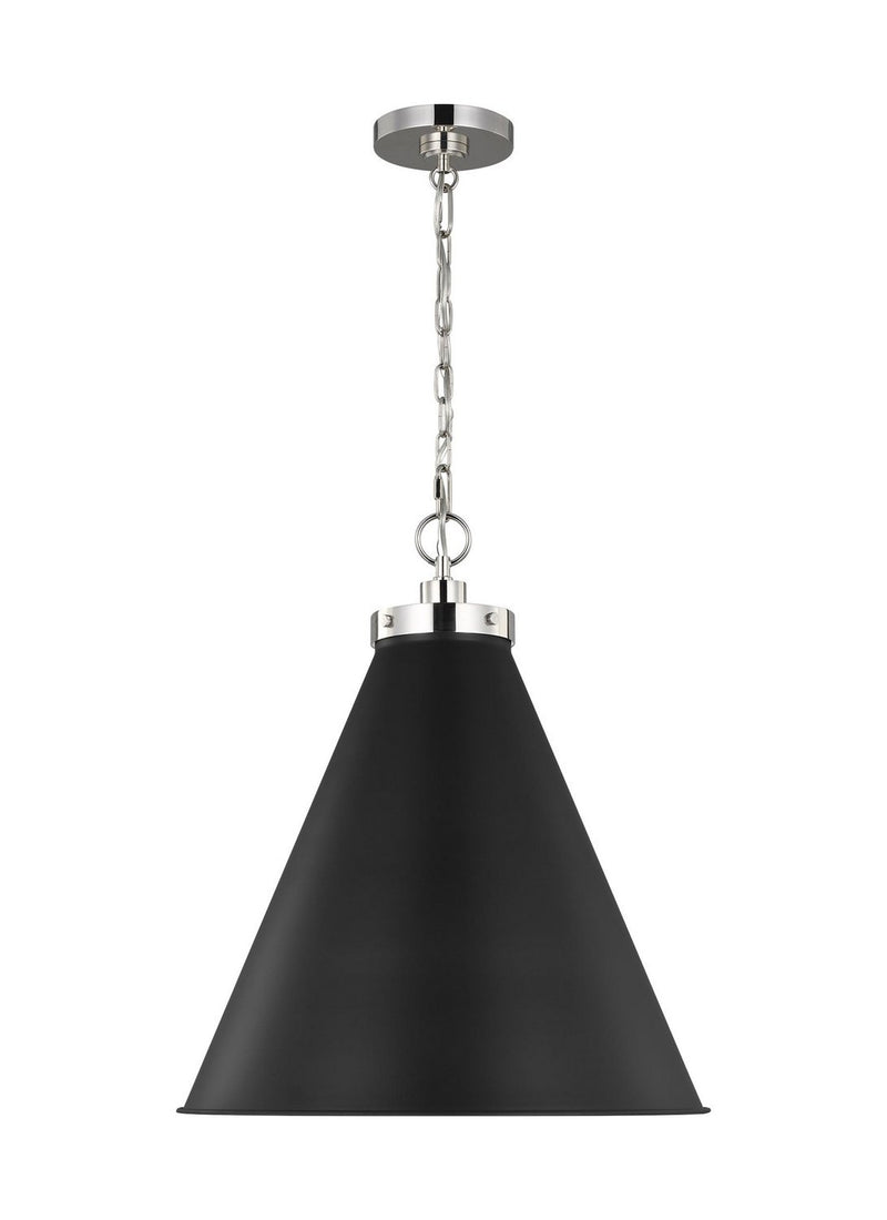 Wellfleet Large Cone Pendant in Midnight Black and Polished Nickel