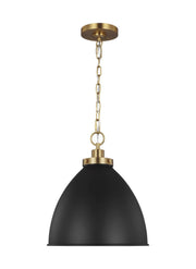 Wellfleet Medium Dome Pendant in Midnight Black and Burnished Brass