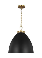Wellfleet Large Dome Pendant in Midnight Black and Burnished Brass