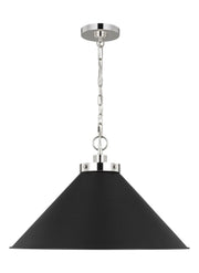 Wellfleet Wide Cone Pendant in Midnight Black and Polished Nickel