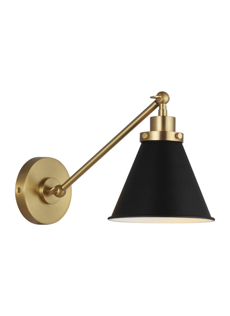 Wellfleet One-Arm Cone Wall Sconce in Midnight Black and Burnished Brass