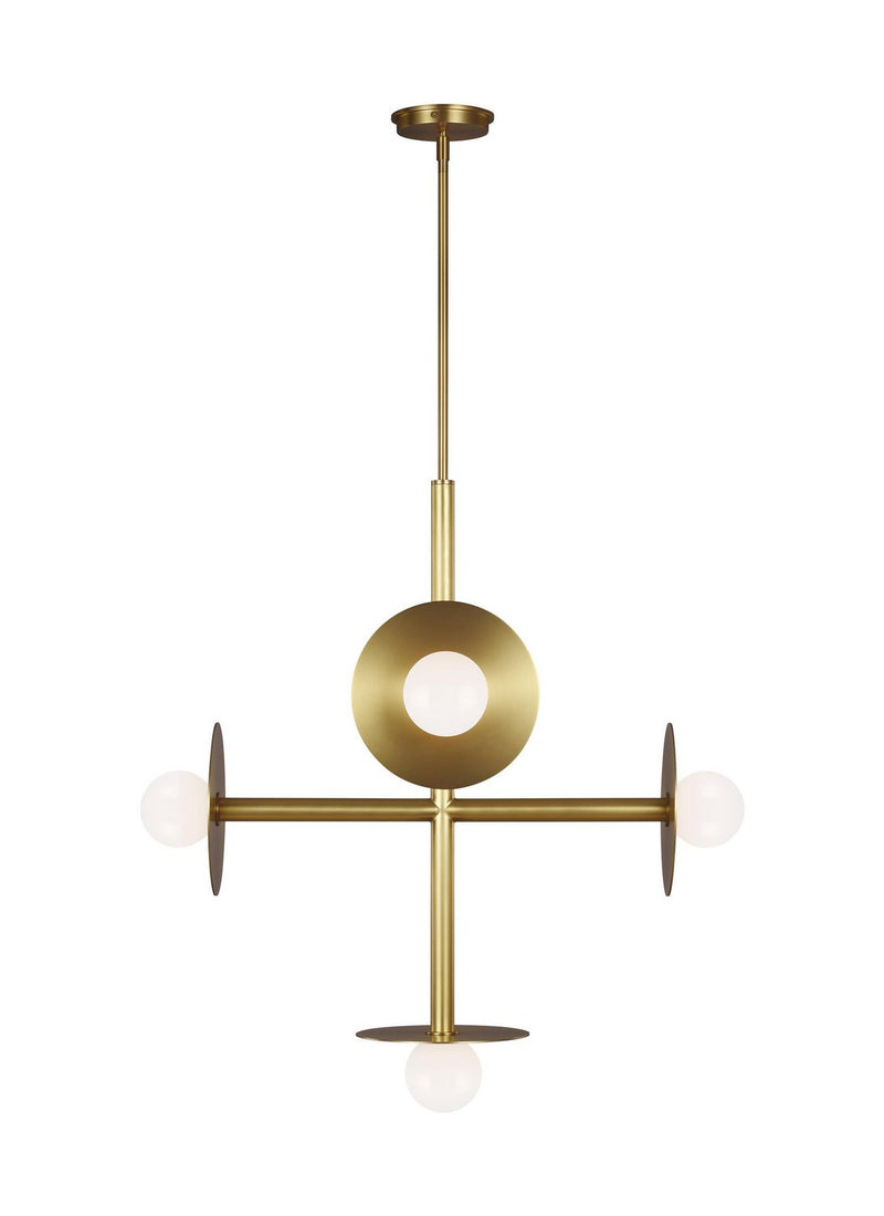 Nodes 5-Light Chandelier in Burnished Brass