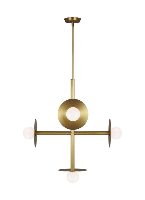 Nodes 5-Light Chandelier in Burnished Brass