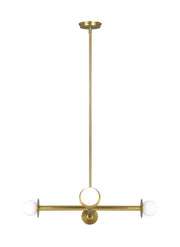 Nodes 4-Light Wide Chandelier in Burnished Brass
