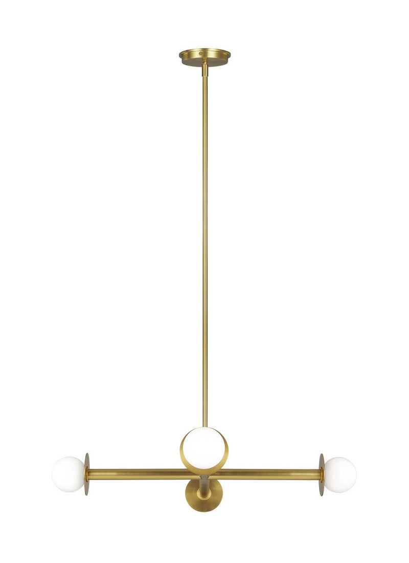 Nodes 4-Light Wide Chandelier in Burnished Brass
