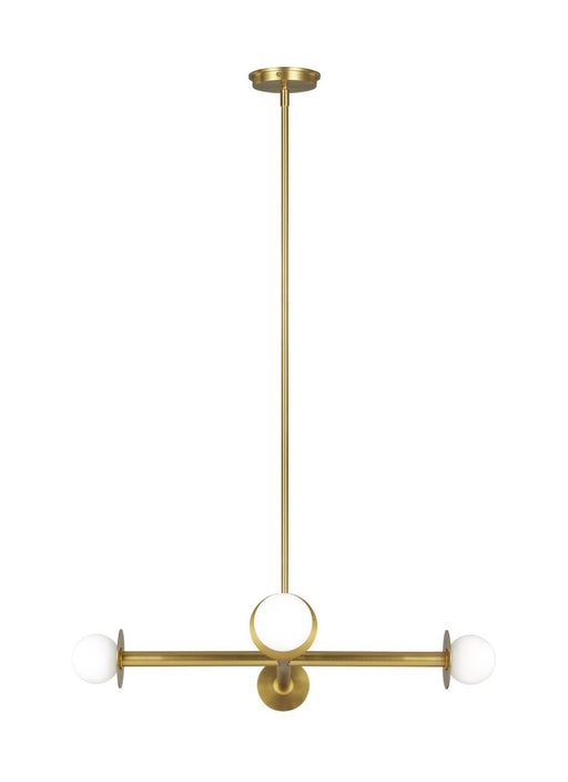 Nodes 4-Light Wide Chandelier in Burnished Brass