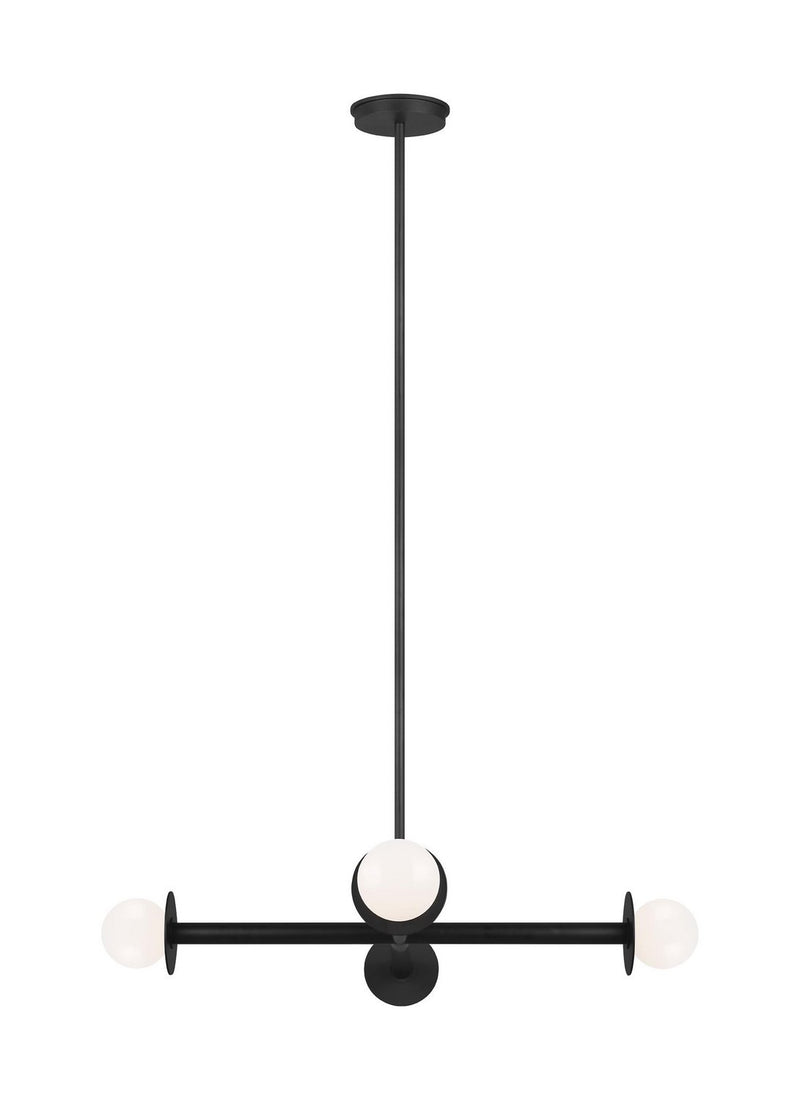 Nodes 4-Light Wide Chandelier in Midnight Black