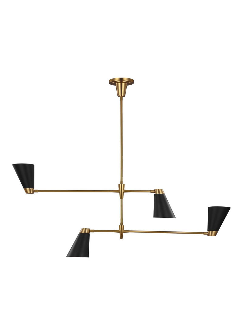 Signoret Medium 4-Light Linear Pendant in Burnished Brass