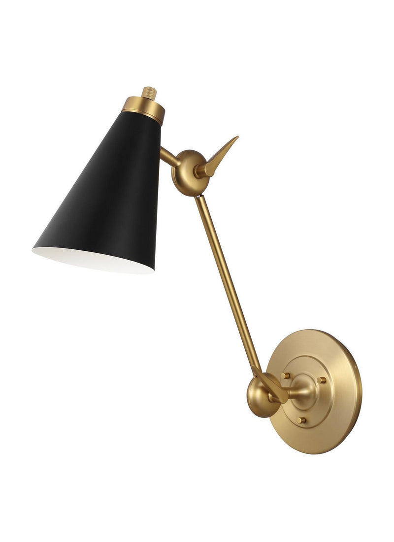 Signoret Library Swing Arm Wall Lamp in Burnished Brass