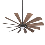 Windmolen 65" Outdoor LED Ceiling Fan in Oil Rubbed Bronze / Seasoned Wood