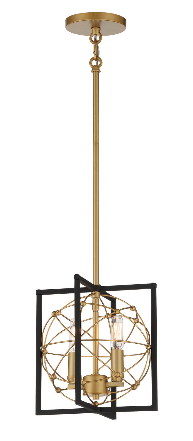 Titans Trace 2-Light Mini Pendant in Sand Coal w/Painted Honey Gold