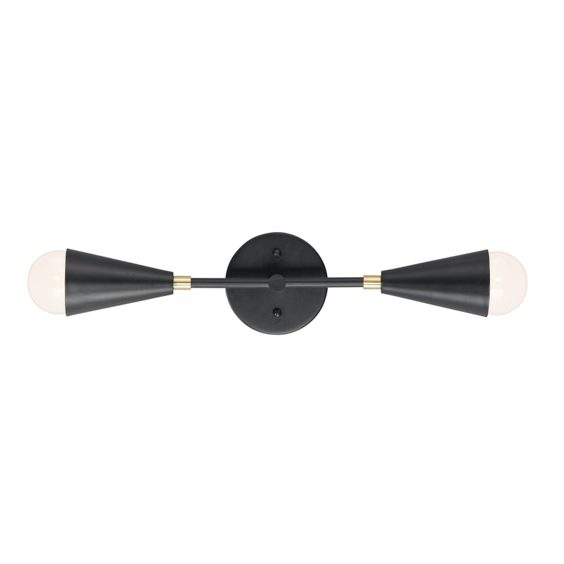 Lovell 2 Light Wall Sconce in Black / Satin Brass