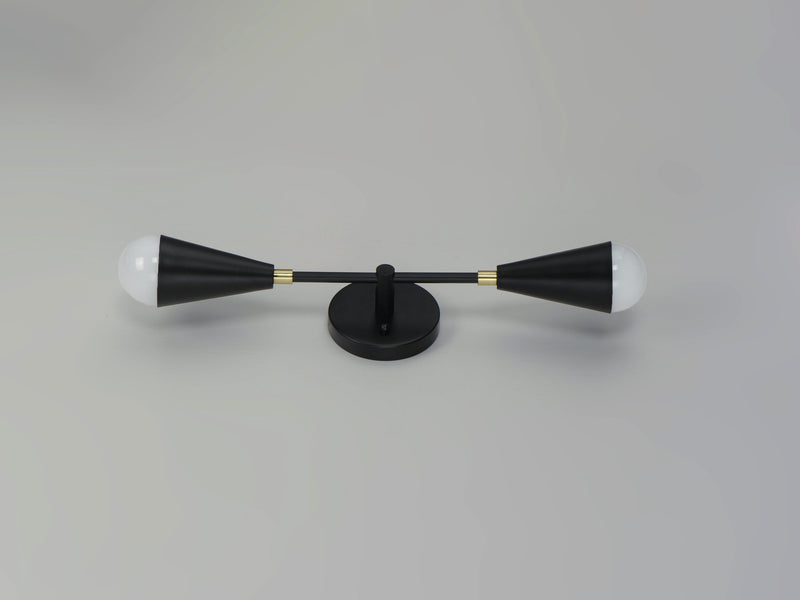Lovell 2 Light Wall Sconce in Black / Satin Brass