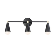 Lovell 3 Light Bath Vanity in Black / Satin Brass